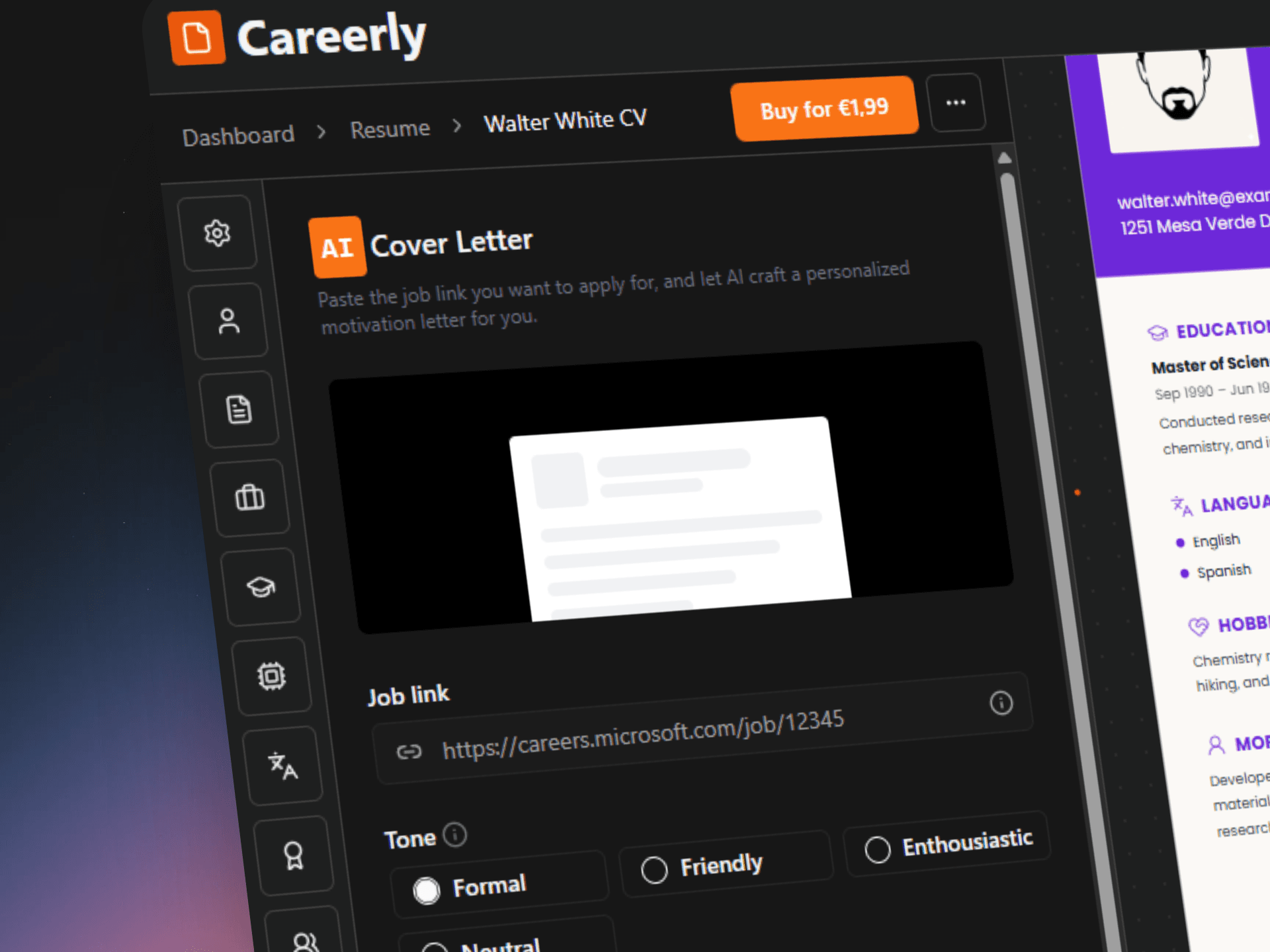 Paste a Job Link. Get a Tailored Letter.
