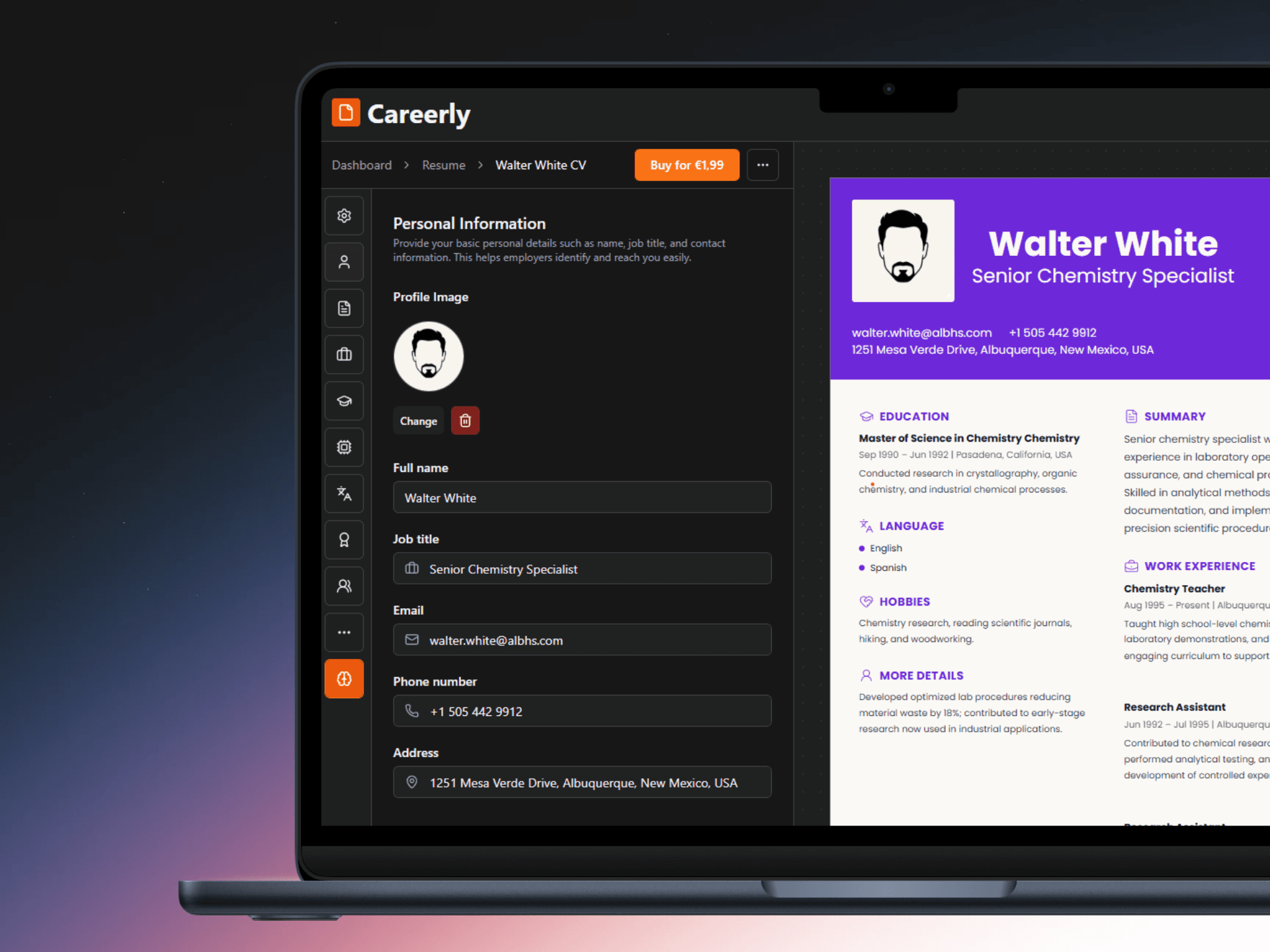 Careerly Resume Builder Preview